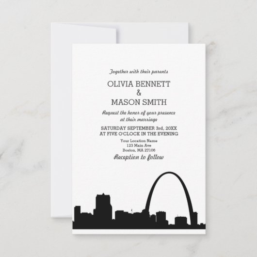 St Louis Skyline Cityscape Wedding Invitation Kaart (Voorkant)
