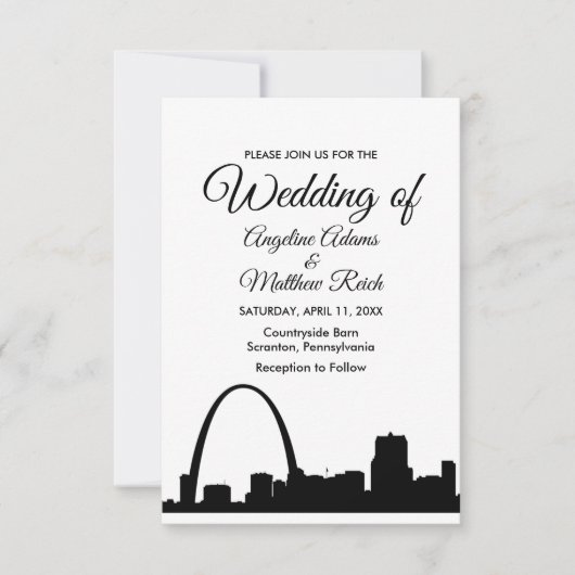 St Louis Skyline Cityscape Wedding Invitation Kaart (Voorkant)