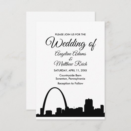 St Louis Skyline Cityscape Wedding Invitation Kaart (Voorkant / Achterkant)
