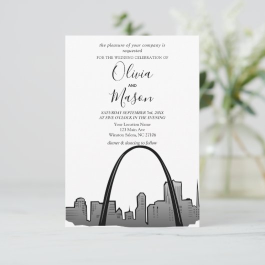 St Louis Skyline Cityscape Wedding Invitation Kaart (Staand voorkant)