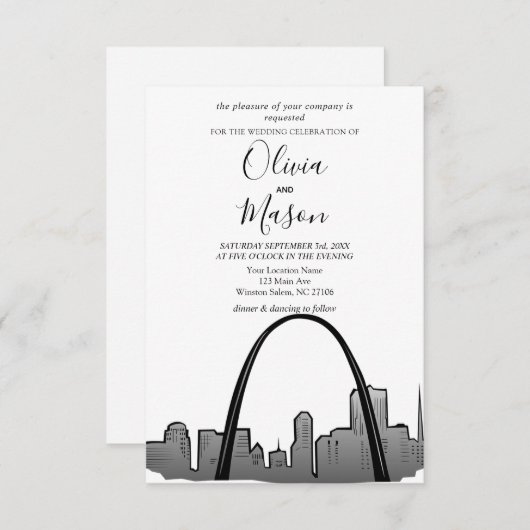 St Louis Skyline Cityscape Wedding Invitation Kaart (Voorkant / Achterkant)