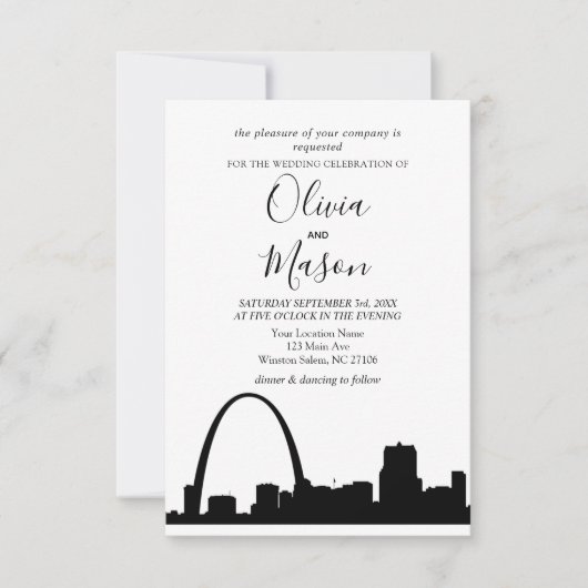 St Louis Skyline Cityscape Wedding Invitation Kaart (Voorkant)