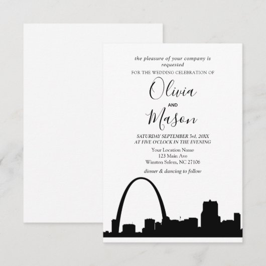 St Louis Skyline Cityscape Wedding Invitation Kaart (Voorkant / Achterkant)