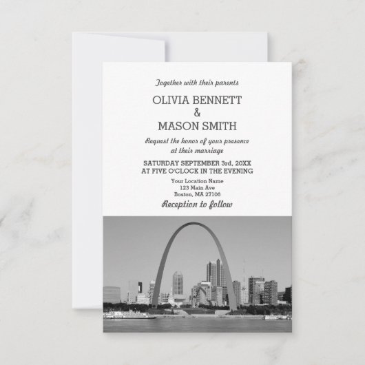 St Louis Skyline Cityscape Wedding Invitation Kaart (Voorkant)