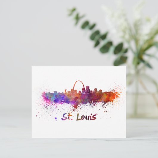 St. Louis skyline in waterverf Briefkaart (Staand voorkant)