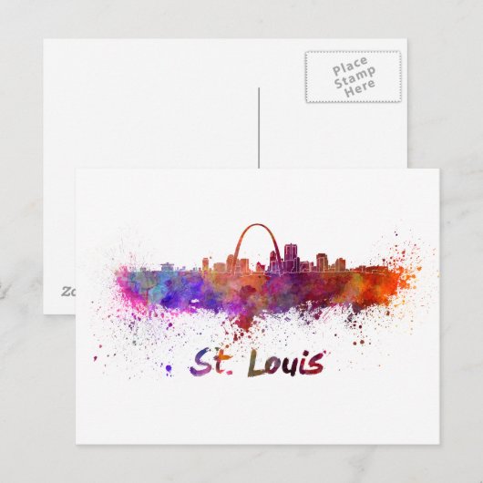 St. Louis skyline in waterverf Briefkaart (Voorkant / Achterkant)