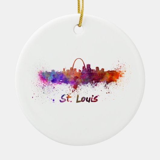 St. Louis skyline in waterverf Keramisch Ornament (Voorkant)