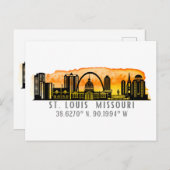 St. Louis Skyline Map Coordinates Briefkaart (Voorkant / Achterkant)