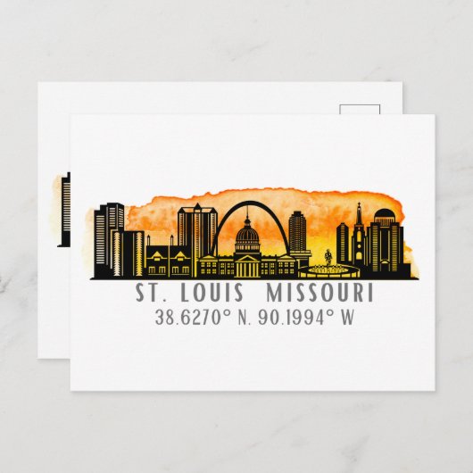 St. Louis Skyline Map Coordinates Briefkaart (Voorkant / Achterkant)