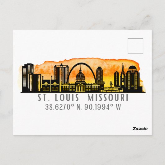 St. Louis Skyline Map Coordinates Briefkaart (Achterkant)