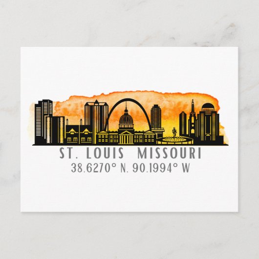 St. Louis Skyline Map Coordinates Briefkaart (Voorkant)