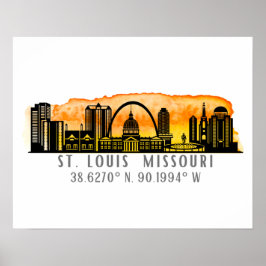 St. Louis Skyline Map Coordinates Poster