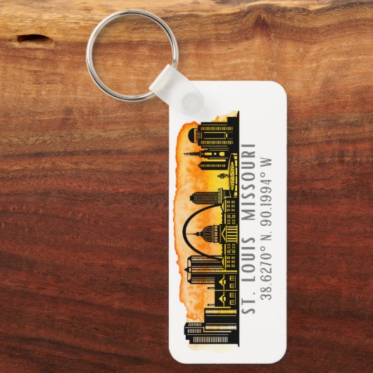 St. Louis Skyline Map Coordinates Sleutelhanger (Voorkant)