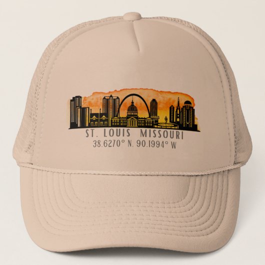 St. Louis Skyline Map Coordinates Trucker Pet (Voorkant)