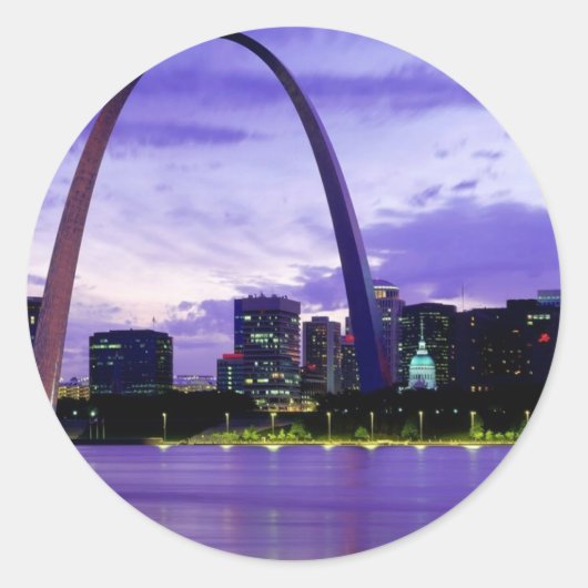 St. Louis Skyline Ronde Sticker (Voorkant)