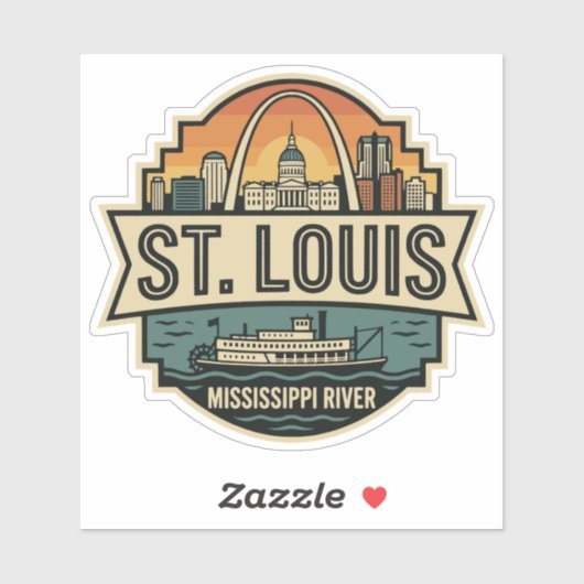 St. Louis Skyline Vintage Travel Badge Sticker (Vel)
