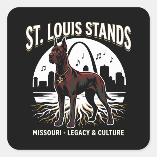 St. Louis Stands Great Dane Cultural Legacy Art Vierkante Sticker (Voorkant)