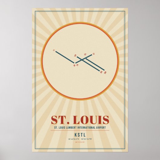 St. Louis STL Luchthaven Startbaan Poster | Retro (Voorkant)