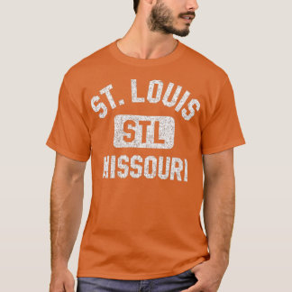 St. Louis STL Missouri Gym Style Distress White P T-shirt