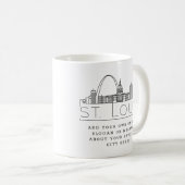 St. Louis Stylized Skyline | Aangepaste slogan Koffiemok (Voorkant rechts)