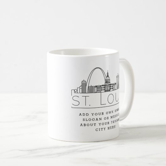 St. Louis Stylized Skyline | Aangepaste slogan Koffiemok (Voorkant rechts)