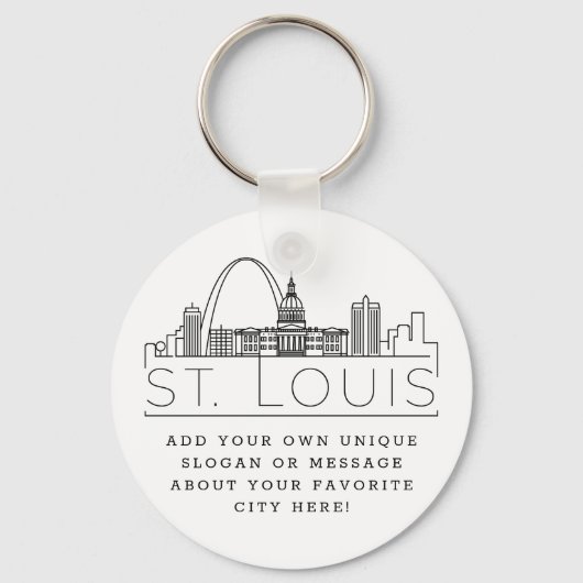 St. Louis Stylized Skyline | Aangepaste slogan Sleutelhanger (Voorkant)
