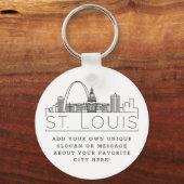 St. Louis Stylized Skyline | Aangepaste slogan Sleutelhanger (Voorkant)
