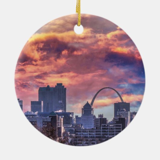 St. Louis Sunrise Keramisch Ornament (Achterkant)