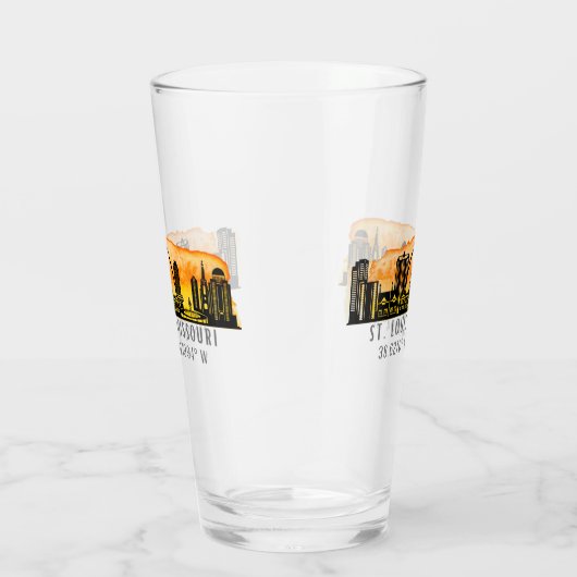 St. Louis Sunset Skyline Map Coordinates Glas (Rechts)