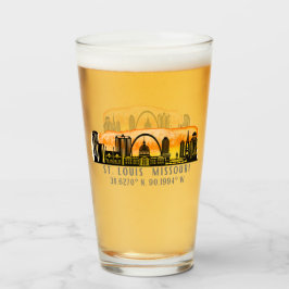 St. Louis Sunset Skyline Map Coordinates Glas