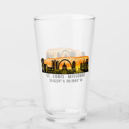 St. Louis Sunset Skyline Map Coordinates Glas