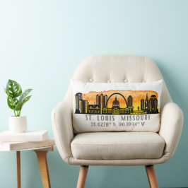 St. Louis Sunset Skyline Map Coordinates Kussen