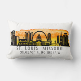 St. Louis Sunset Skyline Map Coordinates Kussen