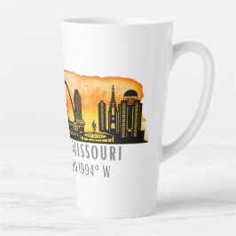 St. Louis Sunset Skyline Map Coordinates Latte Mok