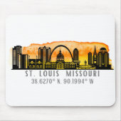 St. Louis Sunset Skyline Map Coordinates Muismat (Voorkant)