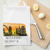 St. Louis Sunset Skyline Map Coordinates Theedoek (Quarter Fold)
