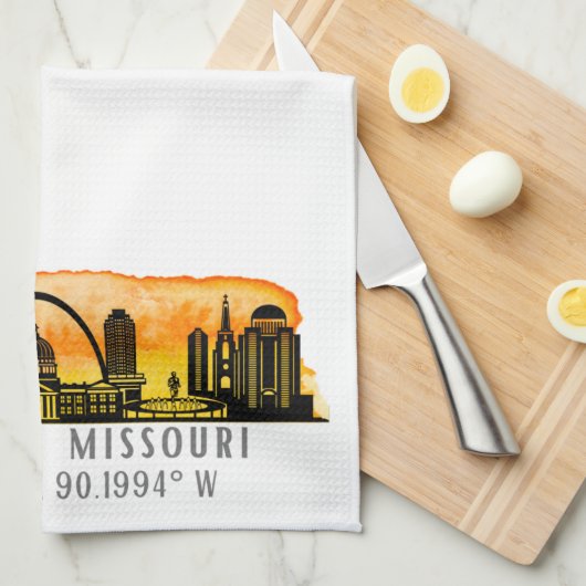 St. Louis Sunset Skyline Map Coordinates Theedoek (Quarter Fold)