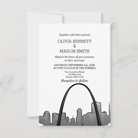 St Louis Wedding Invitation Missouri Saint Louis Kaart (Voorkant)