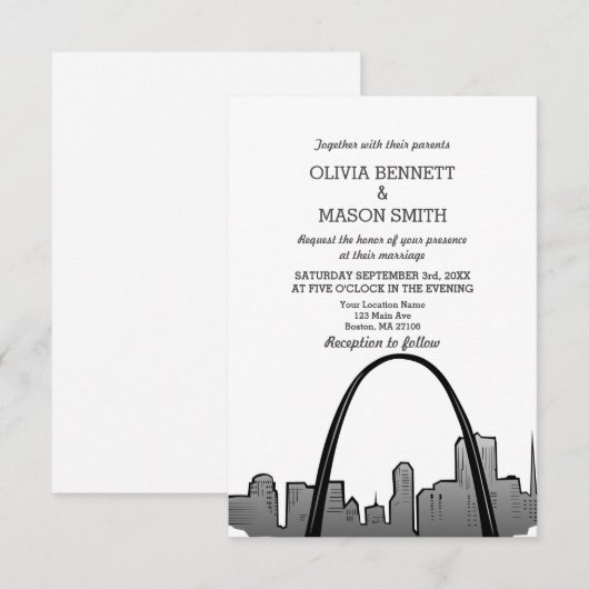St Louis Wedding Invitation Missouri Saint Louis Kaart (Voorkant / Achterkant)
