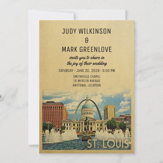 St Louis Wedding Invitation Missouri Saint Louis Kaart (Voorkant)