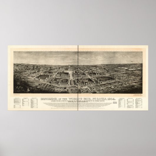 St. Louis World's Fair 1904 Antiek Panorama Poster (Voorkant)