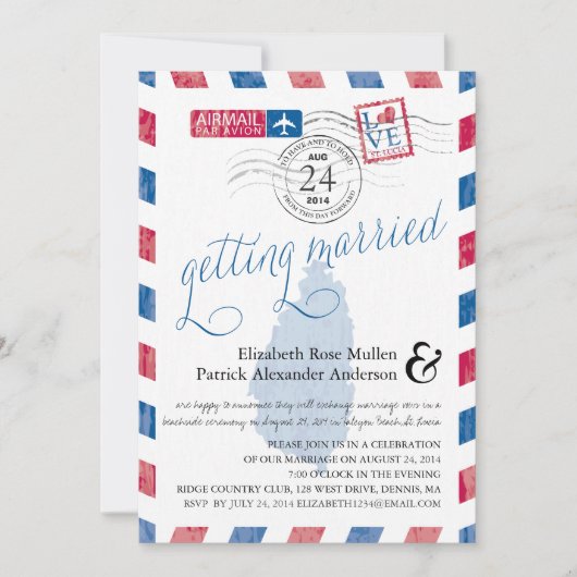 St. Lucia Airmail Wedding Kaart (Voorkant)