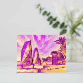 St Lucia Beach Pop Kunst Briefkaart (Staand voorkant)