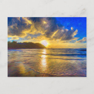 St Lucia Beach Sunset Art Briefkaart