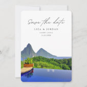 St Lucia Bewaar de datum Schilderachtig bruiloft Kaart (Voorkant)