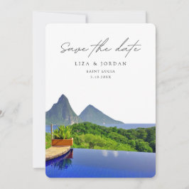 St Lucia Bewaar de datum Schilderachtig bruiloft Kaart