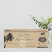 St Lucia Boarding Pass Save the Date Birthday (Staand voorkant)