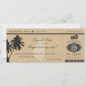 St Lucia Boarding Pass Save the Date Birthday (Voorkant)