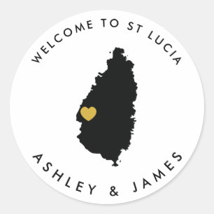 St. Lucia Bruiloft Welkom Sticker voor Doos, Tas