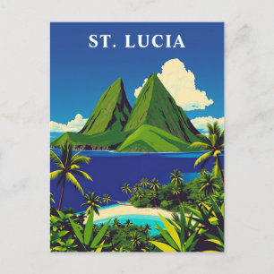 St. Lucia Caribbean Island Travel Art Briefkaart